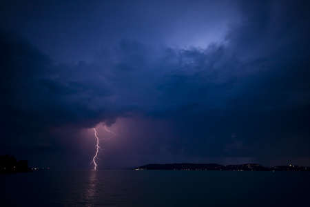 storm over the lake Balatonの写真素材
