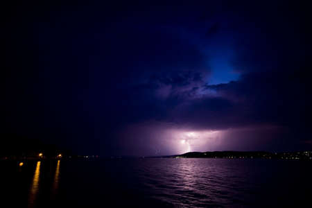 storm over the lake Balatonの写真素材