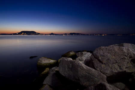 sunset lakeの写真素材