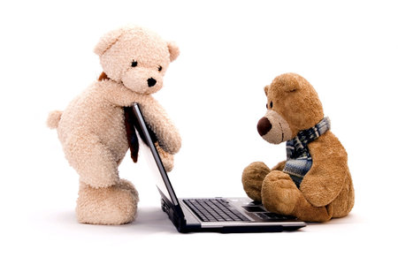 teddy bear and laptop