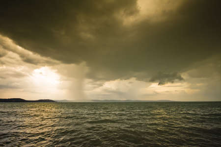 storm over the lake Balaton-Hungaryの写真素材