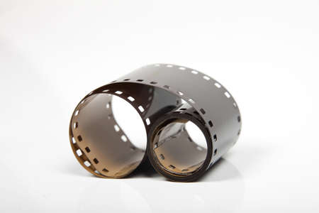 35 mm film isolated over white backgroundの写真素材