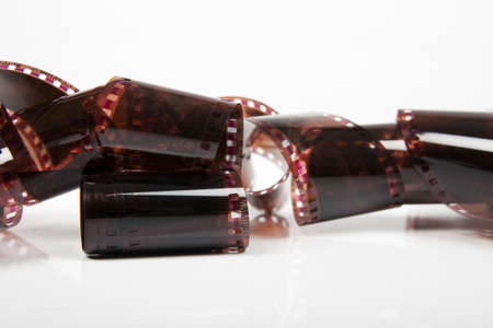 35 mm film isolated over white backgroundの写真素材