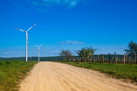 wind energy turbine power station in the ruralの写真素材