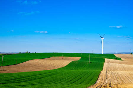 wind energy turbine power station in the ruralの写真素材