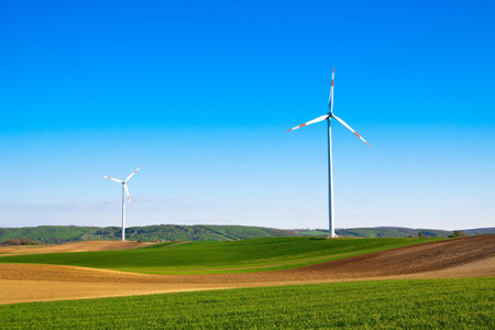 wind energy turbine power station in the rural