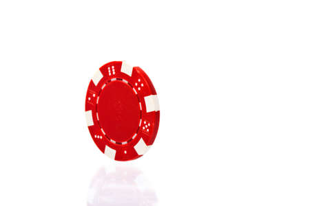 Stacks of poker chips  on a white background の写真素材