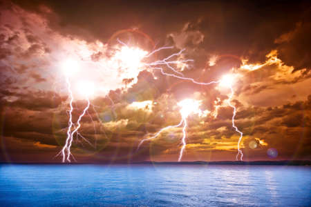 storm over the lake Balatonの写真素材