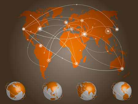 Vector illustration world map. Concept communication.のイラスト素材