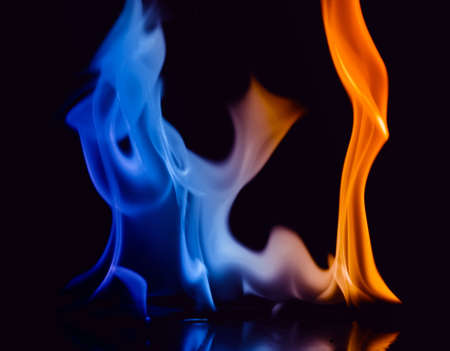 Close-up of fire and flames on a black backgroundの写真素材