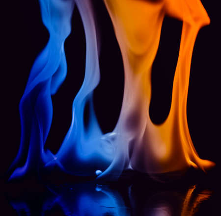 Close-up of fire and flames on a black backgroundの写真素材
