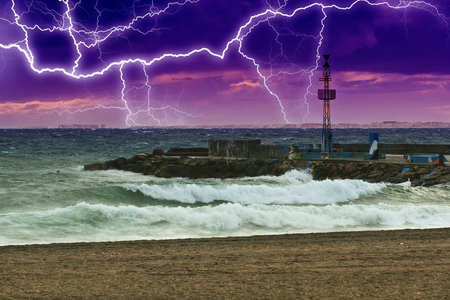 Stormy sea in Almeria. 