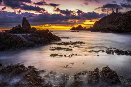 Sunset on the coast of the natural park of Cabo de Gataの写真素材