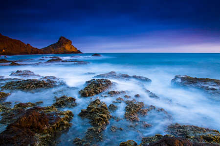 Sunset on the coast of the natural park of Cabo de Gata-Spain, Almeriaの写真素材