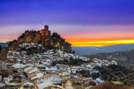 View over Montefrio in Granada, Spain towards the Moorish castle on the hill.