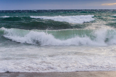 View of storm seascape in the Almeria coast, Spain