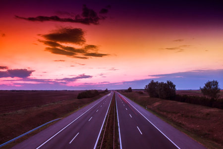 Cars speeding on a highway, Hungary