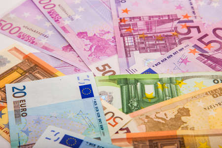 Money euro coins and banknotesの写真素材