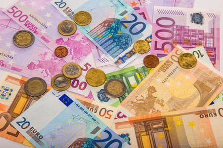 Money euro coins and banknotesの写真素材