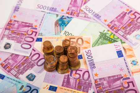 Money euro coins and banknotesの写真素材