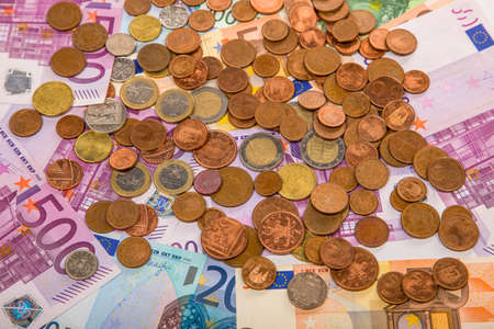 Money euro coins and banknotesの写真素材