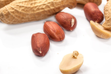 Dried peanuts in closeup