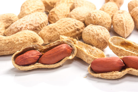 Dried peanuts in closeup