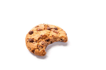 Chocolate chip cookies isolated on white backgroundの写真素材