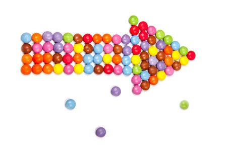 Close up of a pile of colorful chocolate coated candy