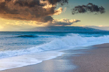 Sunset beach in natural park the  Gabo de Gata, Almeria, Spainの写真素材