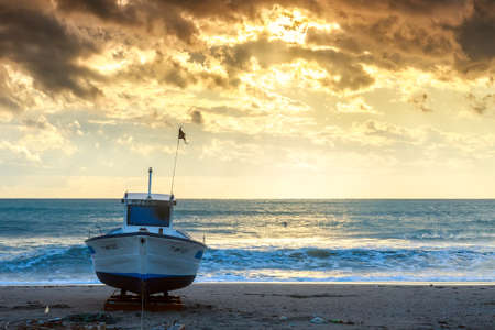 Sunset beach in natural park the  Gabo de Gata, Almeria, Spainの写真素材