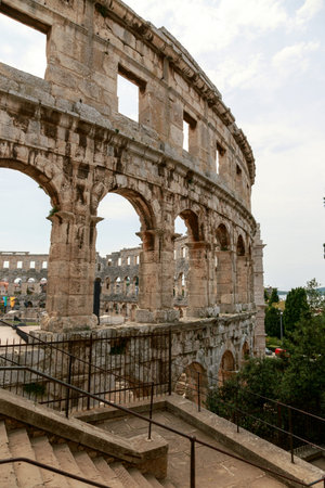 Famous ancient Roman Amphitheater - Arena, 1st. century, Pula, Croatia. 