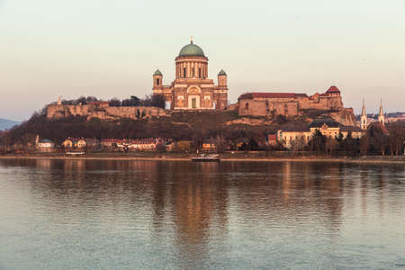 Esztergom - city in northern Hungary, on the right bank of the river Danube, which forms the border with Slovakia there. Its cathedral, Esztergom Basilica is the largest church in Hungary.の写真素材