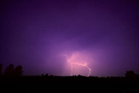 clouds and thunder lightnings and storm in Hungaryの写真素材