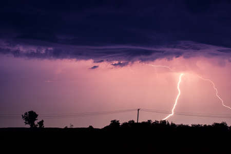 clouds and thunder lightnings and storm in Hungaryの写真素材