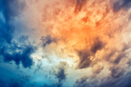 Dark ominous  storm clouds. Dramatic sky.の写真素材