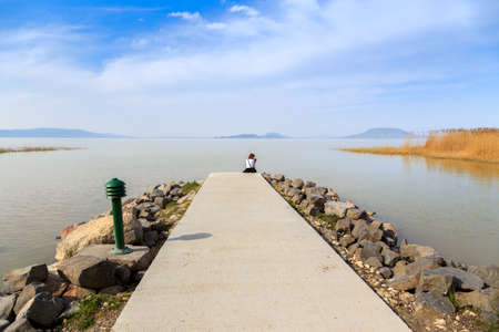 Lake Balaton in Hungary in summerの写真素材