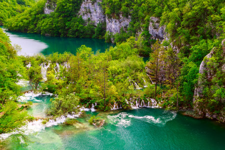 Aerial view  in Plitvice National Park, Croatiaの写真素材