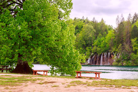 Plitvice Lakes national park in Croatia beautiful Landscapeの写真素材