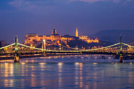 Beautiful night view of Budapest in Hungary.の写真素材