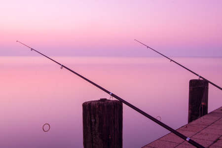 Beautiful sunset in lake Balaton-Hungary.Minimal  color styleの写真素材