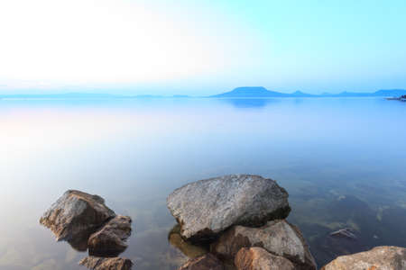 Beautiful sunset in lake Balaton-Hungary.Minimal  color styleの写真素材