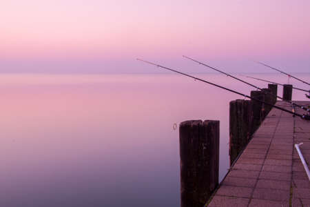 Beautiful sunset in lake Balaton-Hungary.Minimal  color styleの写真素材