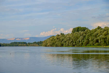 Danube river in summer in Hungaryの写真素材