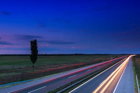 Cars speeding on a highway, Hungaryの写真素材