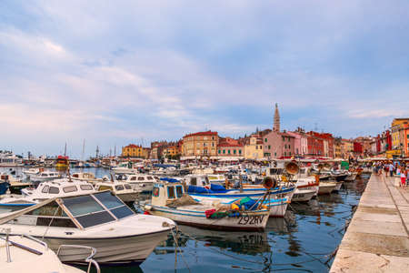 Wonderful romantic old town of Rovinj, Istrian Peninsula,Croatia,Europe- July 27th, 2014 in Rovinj, Croatia.のeditorial素材