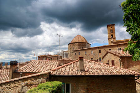 Ancient center of village Volterra, Tuscany, Italyの写真素材