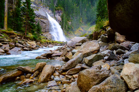 Krimmler waterfall. Highest fall in Austriaの写真素材