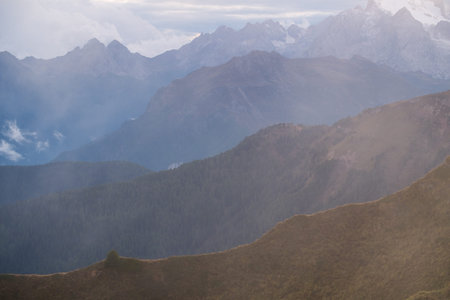 Layers of mountain Dolomites autumn in South Tyrol. Italy