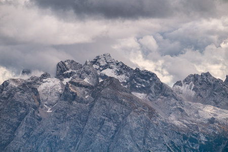 Tall towers of Cadini di Misurina in Dolomite Alps, Italyの写真素材